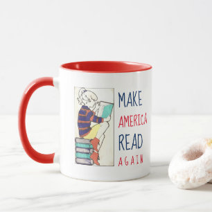 アメリカに読み書き能力に赤いハンドルを再度読ませます マグカップ