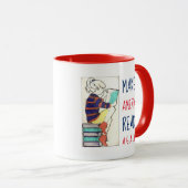 アメリカに読み書き能力に赤いハンドルを再度読ませます マグカップ (正面右)