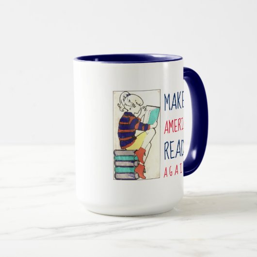 アメリカに読み書き能力の白及び青を再度読ませます マグカップ (正面右)