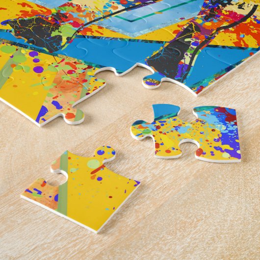 アメリカのいじめっ子の抽象芸術の混合メディア ジグソーパズル (側面)
