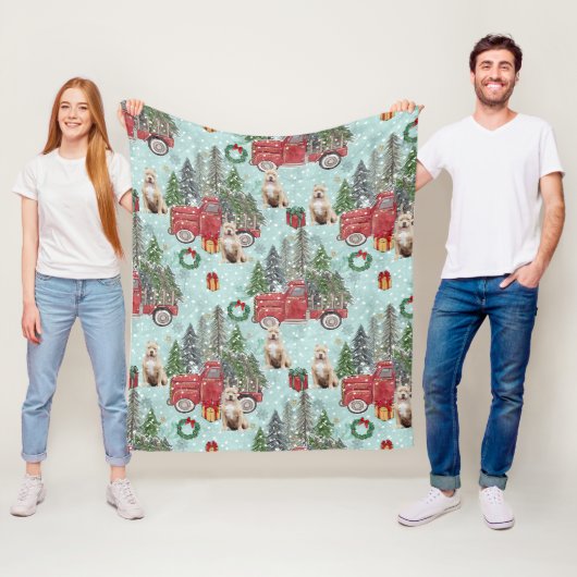 アメリカのいじめっ犬レッドクリスマストラックフェスティバル フリースブランケット (インサイチュ)