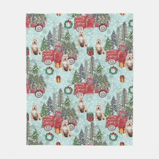 アメリカのいじめっ犬レッドクリスマストラックフェスティバル フリースブランケット (正面)