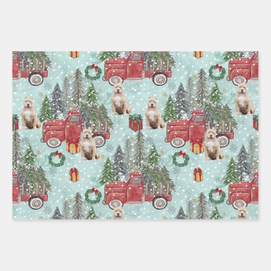 アメリカのいじめっ犬レッドクリスマストラックフェスティバル ラッピングペーパーシート (正面3)