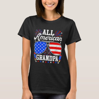 アメリカのおじいちゃん 7月4日 サングラス 家族 Tシャツ
