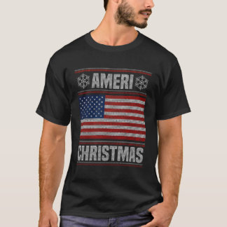 アメリカのおもしろいクリスマス国旗Gif Tシャツ