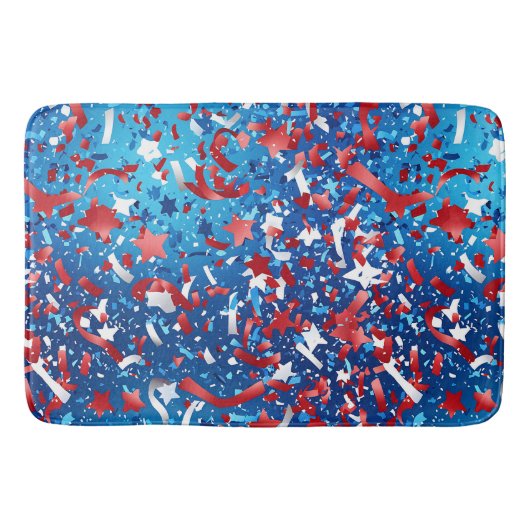 アメリカのお祝い赤白青 バスマット (正面)