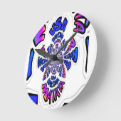 アメリカのお祝い: かわいい楽しいテキストダイナミックアート ラウンド壁時計 (傾斜)