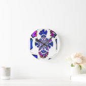 アメリカのお祝い: かわいい楽しいテキストダイナミックアート ラウンド壁時計 (ホーム)