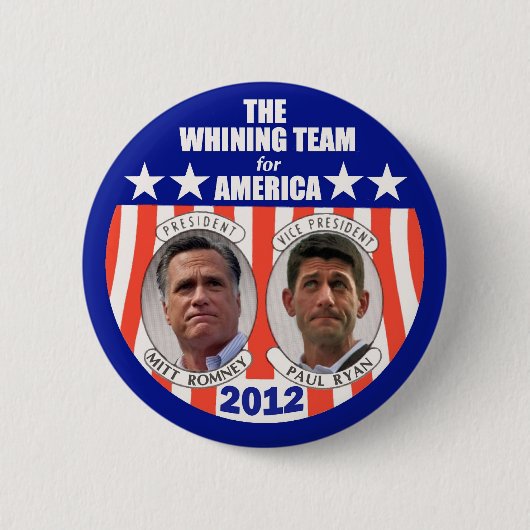 アメリカのためのすすり泣くチーム: Romney及びライアン 缶バッジ (正面)