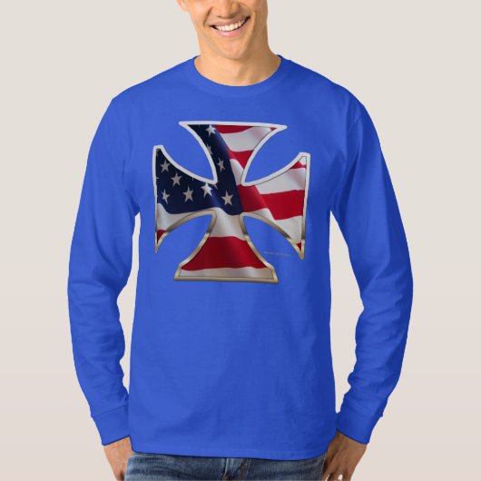 アメリカのアイアンクロスメンズナノ長袖シャツ Tシャツ (正面)