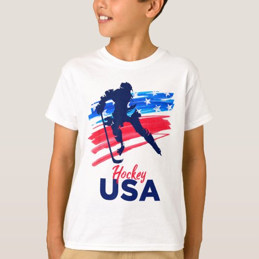アメリカのアイスホッケーを応援するシャツ USA アイスホッケー L Tシャツ (正面)