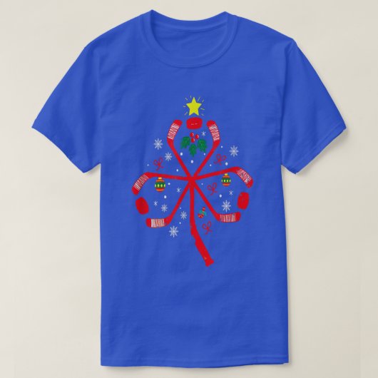 アメリカのアイスホッケークリスマススティックツリークリスマスの詐欺 Tシャツ (デザイン正面)