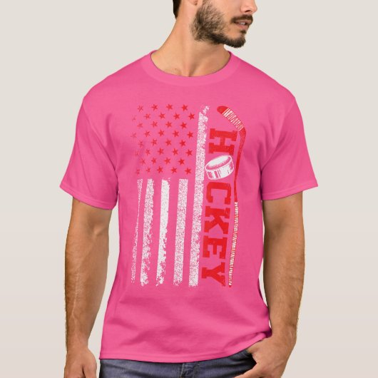 アメリカのアイスホッケーファン選手愛国 Tシャツ (正面)