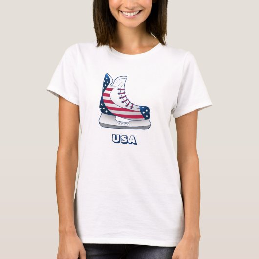 アメリカのアイスホッケー スケート Tシャツ (正面)