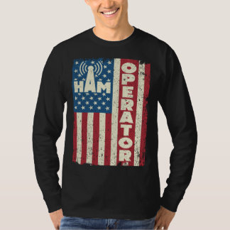 アメリカのアマチュア無線ハムオペレーターのためのヴィンテージな星条旗ラジオ1 Tシャツ