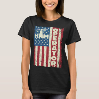 アメリカのアマチュア無線ハムオペレーターのためのヴィンテージな星条旗ラジオ 1 Tシャツ