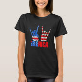 アメリカのアメリカのアメリカのアメリカの7月の4日のメリカロックのサイン Tシャツ (正面)