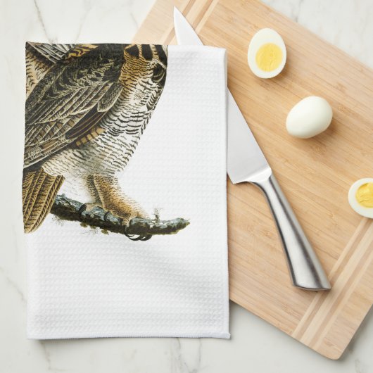 アメリカのアメリカワシミミズクのジョンAudubonの鳥 キッチンタオル (四つ折り)