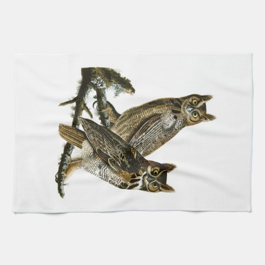 アメリカのアメリカワシミミズクのジョンAudubonの鳥 キッチンタオル (横)