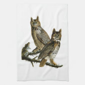 アメリカのアメリカワシミミズクのジョンAudubonの鳥 キッチンタオル (縦)