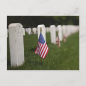 アメリカのアメリカ人退役軍人の墓の上の国旗 ポストカード (正面)