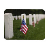 アメリカのアメリカ人退役軍人の墓の上の国旗 マグネット (横)