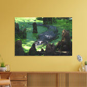 アメリカのアリゲーターインザスワンプスファインアート写真 キャンバスプリント (インサイチュ (リビング))