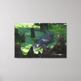 アメリカのアリゲーターインザスワンプスファインアート写真 キャンバスプリント