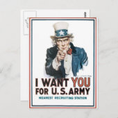 アメリカのアンクルサムポスター。君に… ポストカード (正面/裏面)