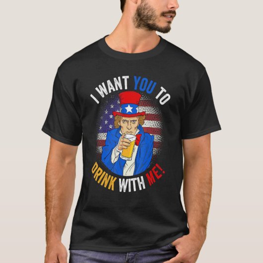 アメリカのアンクルサム4thと一緒に飲んでほしい tシャツ (正面)