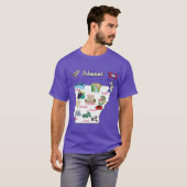 アメリカのアーカンソー州の主要都市の地図イラスト Tシャツ (正面フル)