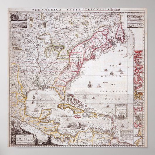 アメリカのイギリス帝国地図 ポスター (正面)