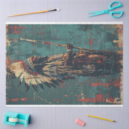 アメリカのインドのチーフデジタルアートシリーズのデコページ 薄葉紙 (クラフト)