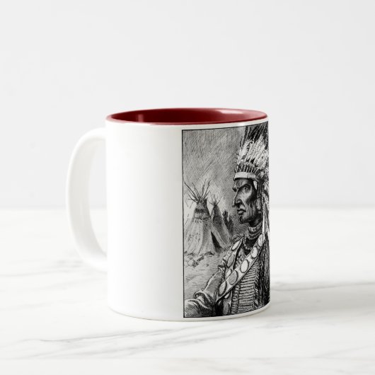 アメリカのインドのチーフ ツートーンマグカップ (正面左)