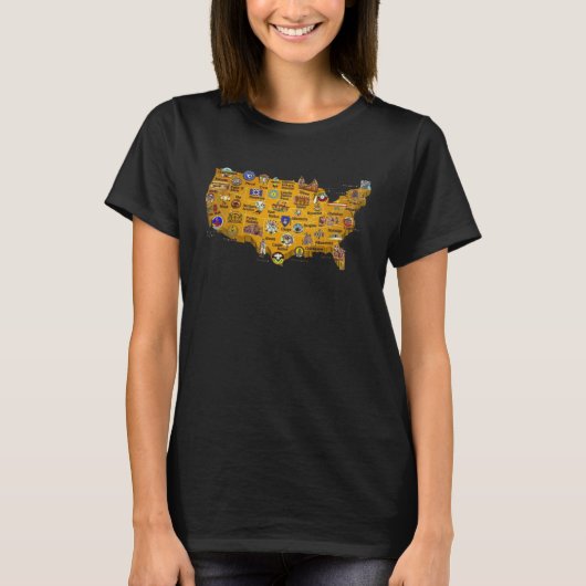 アメリカのインド先住民部族の地図 Tシャツ (正面)