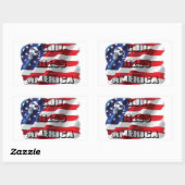 アメリカのイーグルと国旗を愛国的な神が祝福 長方形シール (シート)