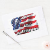 アメリカのイーグルと国旗を愛国的な神が祝福 長方形シール (封筒)