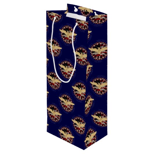 アメリカのイーグルと国旗、ブルーブルーワイン抱き枕 ワインギフトバッグ (裏面アングル)