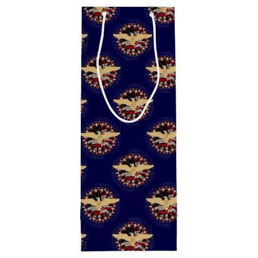 アメリカのイーグルと国旗、ブルーブルーワイン抱き枕 ワインギフトバッグ (裏面)