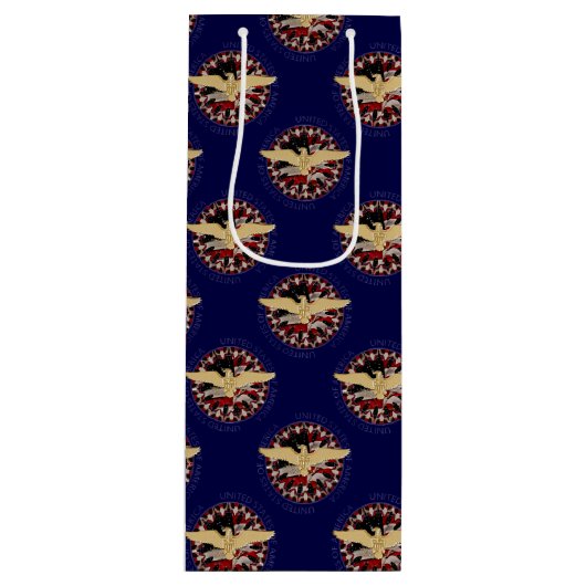 アメリカのイーグルと国旗、ブルーブルーワイン抱き枕 ワインギフトバッグ (正面)