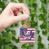 アメリカのイーグルの象徴と国旗 キーホルダー (手)