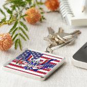 アメリカのイーグルの象徴と国旗 キーホルダー (側面)