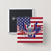 アメリカのイーグルの象徴と国旗 缶バッジ (正面&裏面)