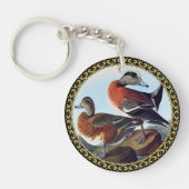 アメリカのウィドジョンは岩の上でアヒルをする キーホルダー (正面)