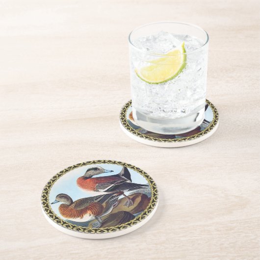 アメリカのウィドジョンは岩の上でアヒルをする コースター (側面)