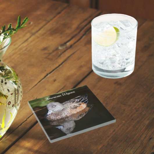 アメリカのウィドジョン野生生物写真 ガラスコースター