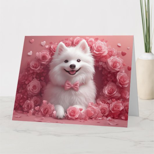 アメリカのエスキモとバラ – バレンタインデー カード (正面)