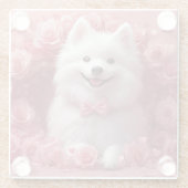 アメリカのエスキモとバラ – バレンタインデー ガラスコースター (裏面)