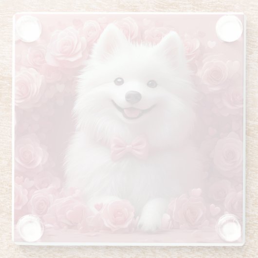 アメリカのエスキモとバラ – バレンタインデー ガラスコースター (裏面)