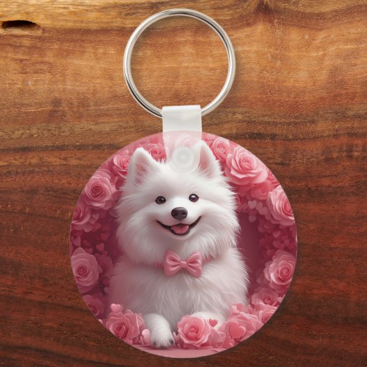 アメリカのエスキモとバラ – バレンタインデー キーホルダー (裏面)